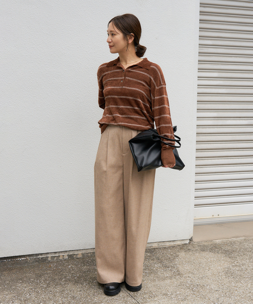 ベロアニットロングスリーブポロシャツ（ニット/セーター）｜JOURNAL