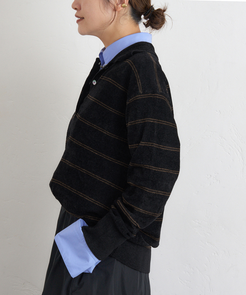 ベロアニットロングスリーブポロシャツ（ニット/セーター）｜JOURNAL