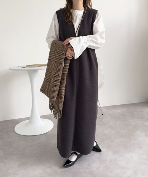 やま　3層ロングタイプ　フリーポケット付き mamaレタス ] 深Vネックロングワンピース（マタニティウェア/グッズ