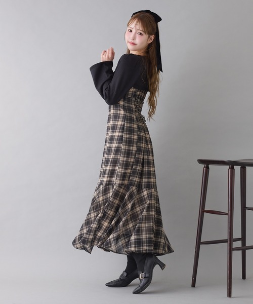 ショートニット＋マーメイドキャミワンピースセット（ワンピース