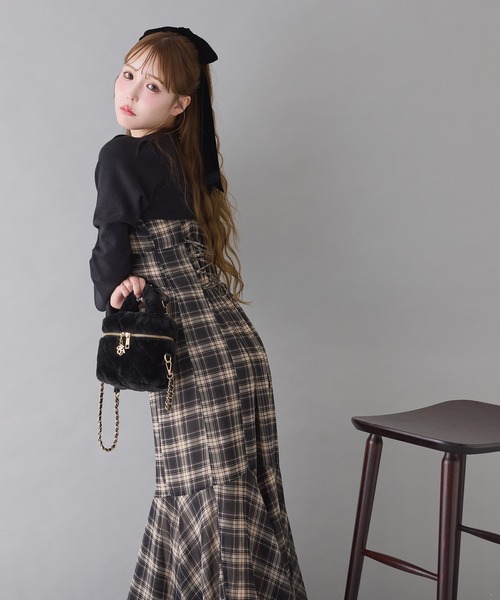 【NICE CLAUP】 ショートニット＋マーメイドキャミワンピース ショートニット＋マーメイドキャミワンピースセット（ワンピース