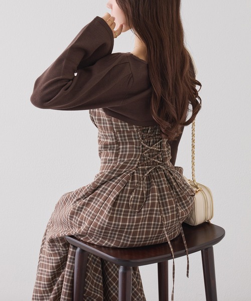 ショートニット＋マーメイドキャミワンピースセット（ワンピース