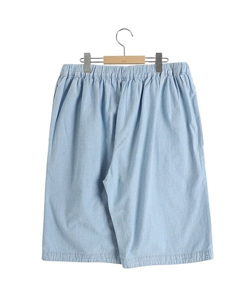 PORTER CLASSIC（ポータークラシック）の「Porter Classic / ポータークラシック：SHAWSHANK CHAMBRAY GATHERED SHORTS：PC-005-3237[COR]（その他パンツ・メンズ・ブルー・3）」の5枚目の写真