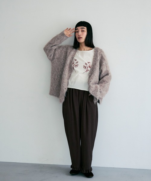 Crisp（クリスプ）の「メランジシャギーオーバーニットカーディガン（カーディガン/ボレロ・レディース・グレイッシュベージュ/ブルー/オレンジ・FREE）」の4枚目の写真