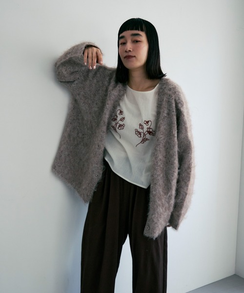 Crisp（クリスプ）の「メランジシャギーオーバーニットカーディガン（カーディガン/ボレロ・レディース・グレイッシュベージュ/ブルー/オレンジ・FREE）」の8枚目の写真