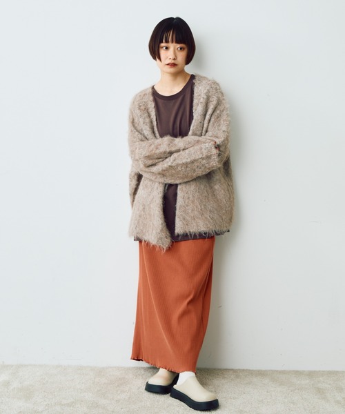 Crisp（クリスプ）の「メランジシャギーオーバーニットカーディガン（カーディガン/ボレロ・レディース・グレイッシュベージュ/ブルー/オレンジ・FREE）」の9枚目の写真