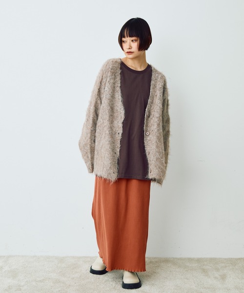 Crisp（クリスプ）の「メランジシャギーオーバーニットカーディガン（カーディガン/ボレロ・レディース・グレイッシュベージュ/ブルー/オレンジ・FREE）」の10枚目の写真