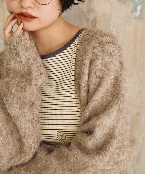 Crisp（クリスプ）の「メランジシャギーオーバーニットカーディガン（カーディガン/ボレロ・レディース・グレイッシュベージュ/ブルー/オレンジ・FREE）」の14枚目の写真