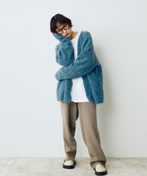 Crisp（クリスプ）の「メランジシャギーオーバーニットカーディガン（カーディガン/ボレロ・レディース・グレイッシュベージュ/ブルー/オレンジ・FREE）」の15枚目の写真