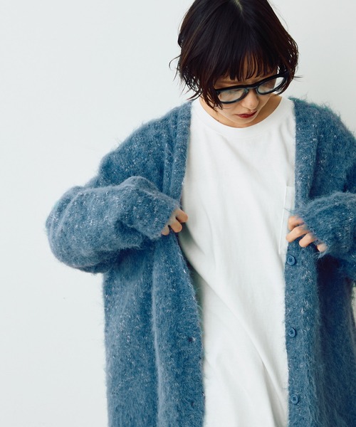 Crisp（クリスプ）の「メランジシャギーオーバーニットカーディガン（カーディガン/ボレロ・レディース・グレイッシュベージュ/ブルー/オレンジ・FREE）」の18枚目の写真