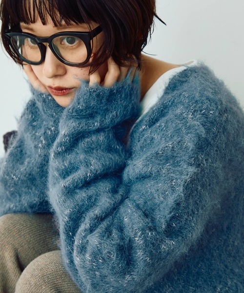 Crisp（クリスプ）の「メランジシャギーオーバーニットカーディガン（カーディガン/ボレロ・レディース・グレイッシュベージュ/ブルー/オレンジ・FREE）」の21枚目の写真