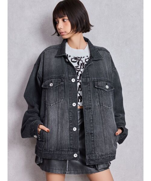 GYDA(ジェイダ)の「ヴィンテージBIGデニムGジャン(デニムジャケット・レディース・ブラック/ブルー/インディゴブルー・FREE)」の1枚目の写真