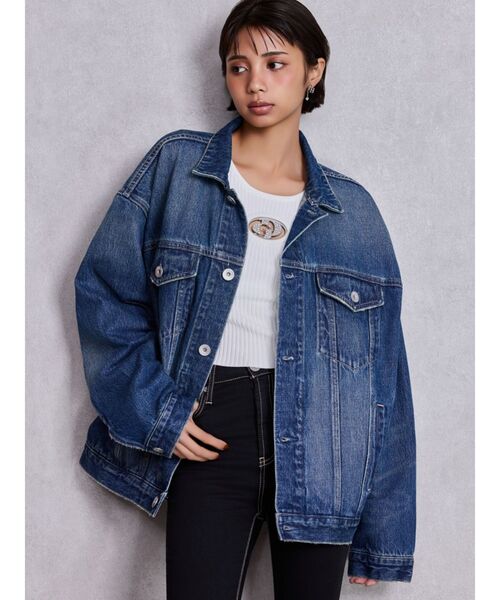 GYDA(ジェイダ)の「ヴィンテージBIGデニムGジャン(デニムジャケット・レディース・ブラック/ブルー/インディゴブルー・FREE)」の5枚目の写真