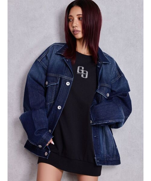 GYDA(ジェイダ)の「ヴィンテージBIGデニムGジャン(デニムジャケット・レディース・ブラック/ブルー/インディゴブルー・FREE)」の11枚目の写真