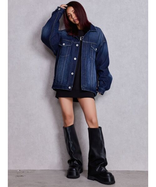 GYDA(ジェイダ)の「ヴィンテージBIGデニムGジャン(デニムジャケット・レディース・ブラック/ブルー/インディゴブルー・FREE)」の12枚目の写真