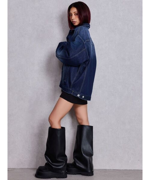 GYDA(ジェイダ)の「ヴィンテージBIGデニムGジャン(デニムジャケット・レディース・ブラック/ブルー/インディゴブルー・FREE)」の13枚目の写真