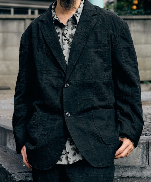 Subciety(サブサエティ)の「Patchwork tailored jacket(テーラードジャケット・メンズ・ブラック/ホワイト・SMALL/MEDIUM/LARGE/X-LARGE)」の1枚目の写真