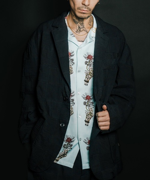 Subciety(サブサエティ)の「Patchwork tailored jacket(テーラードジャケット・メンズ・ブラック/ホワイト・SMALL/MEDIUM/LARGE/X-LARGE)」の11枚目の写真