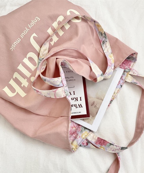 oshipic/推し活トートバッグ/花柄リバーシブルトートバッグ/大容量