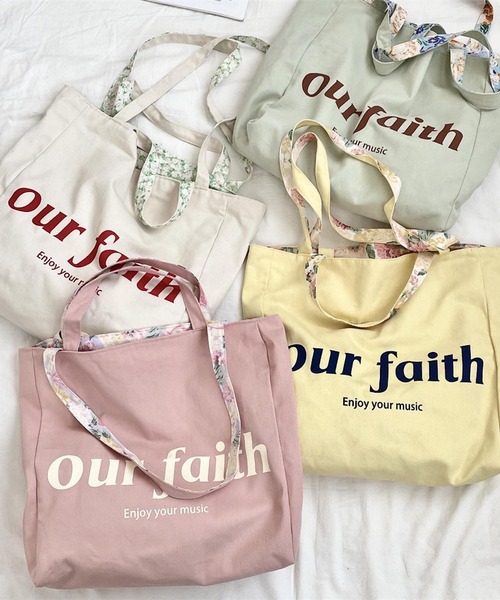 oshipic/推し活トートバッグ/花柄リバーシブルトートバッグ/大容量