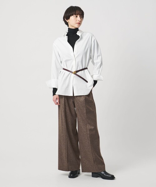 UNITED ARROWS（ユナイテッドアローズ）の「ツイードライク 2タック ワイド パンツ（その他パンツ・レディース・ナチュラル/ダークブラウン・38/34/36）」の4枚目の写真