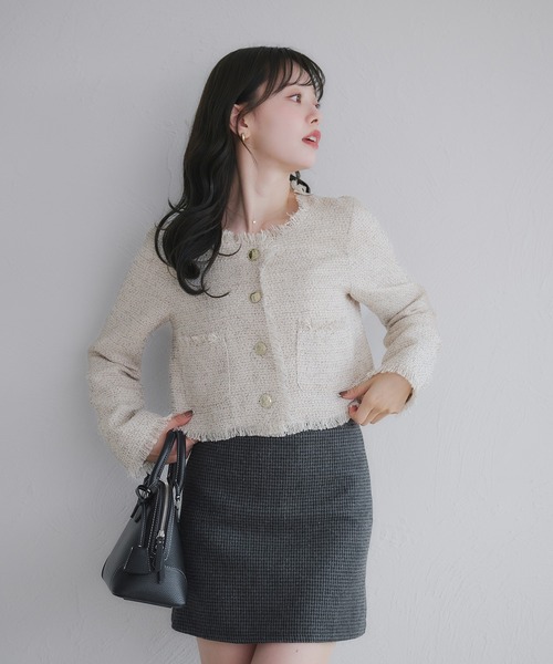 506t*プラージュ Plage フリンジツイードニットジャケット. 506t*プラージュ Plage フリンジツイードニットジャケット. セール