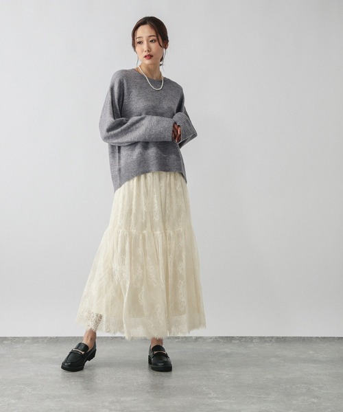 GLOBAL WORK（グローバルワーク）の「フワフワHugmeレーススカートSET/580927（ワンピース・レディース・グレー系その他6/ブラウン系その他/キャメル・MEDIUM/LARGE）」の2枚目の写真