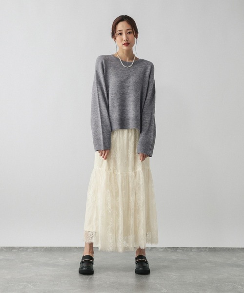 GLOBAL WORK（グローバルワーク）の「フワフワHugmeレーススカートSET/580927（ワンピース・レディース・グレー系その他6/ブラウン系その他/キャメル・MEDIUM/LARGE）」の4枚目の写真