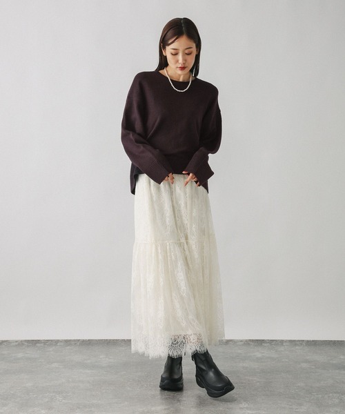 GLOBAL WORK（グローバルワーク）の「フワフワHugmeレーススカートSET/580927（ワンピース・レディース・グレー系その他6/ブラウン系その他/キャメル・MEDIUM/LARGE）」の7枚目の写真