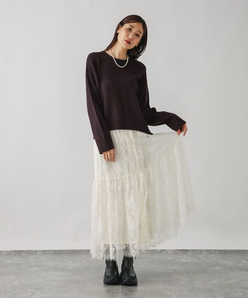 GLOBAL WORK（グローバルワーク）の「フワフワHugmeレーススカートSET/580927（ワンピース・レディース・グレー系その他6/ブラウン系その他/キャメル・MEDIUM/LARGE）」の8枚目の写真