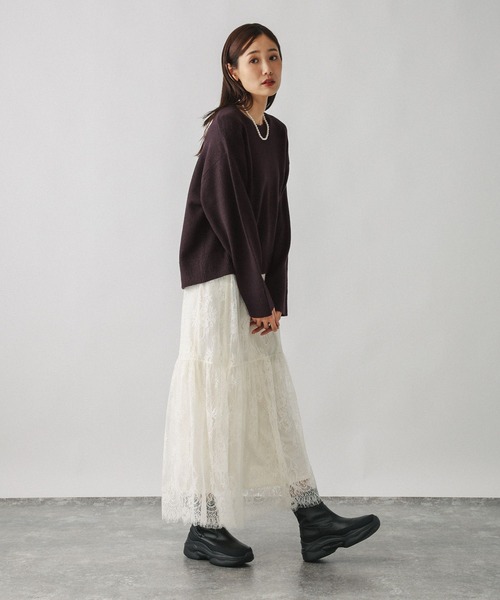 GLOBAL WORK（グローバルワーク）の「フワフワHugmeレーススカートSET/580927（ワンピース・レディース・グレー系その他6/ブラウン系その他/キャメル・MEDIUM/LARGE）」の9枚目の写真