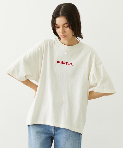MILKFED.(ミルクフェド)の「COOPER LOGO WIDE S/S TEE(Tシャツ/カットソー・レディース・オフホワイト/ライトパープル/チャコール・M/L)」の18枚目の写真