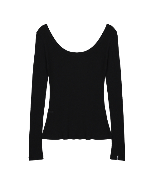 NICK&NICOLE(ニックアンドニコール)の「NICOLE MINIMAL LABEL SCOOP LS TOP_BLACK(Tシャツ/カットソー・レディース・その他・FREE)」の5枚目の写真