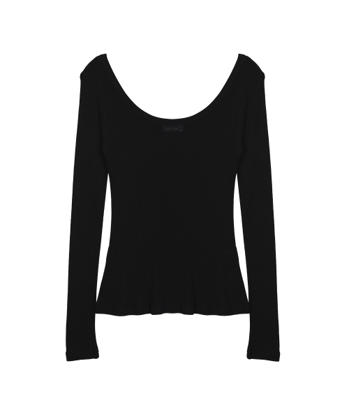 NICK&NICOLE(ニックアンドニコール)の「NICOLE MINIMAL LABEL SCOOP LS TOP_BLACK(Tシャツ/カットソー・レディース・その他・FREE)」の6枚目の写真