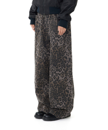 Leopard Pattern Cotton Pants (Purple)