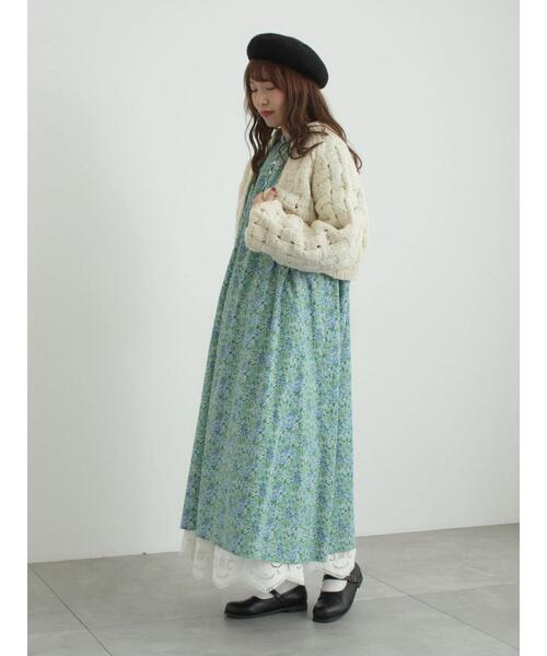 TSUHARU by Samansa Mos2（ツハルバイサマンサモスモス）の「【LIBERTY】Maria柄細コールワンピース（ワンピース・レディース・ブラック/ブルー・F）」の8枚目の写真