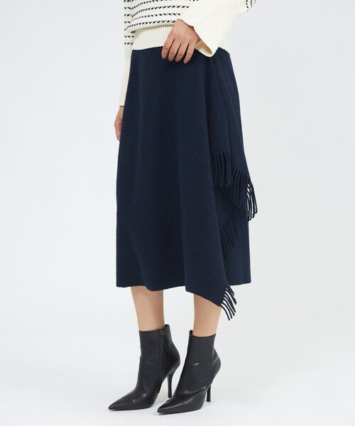 セール】【La maglia due】 フリンジAライン ニットスカート（スカート