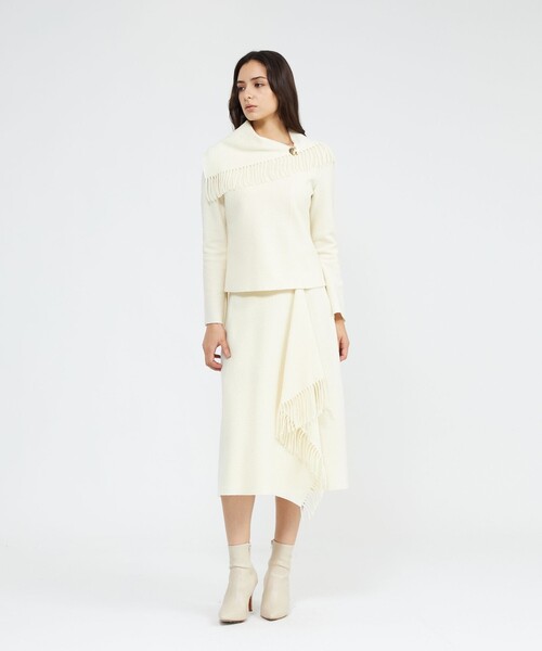 セール】【La maglia due】 フリンジAライン ニットスカート（スカート