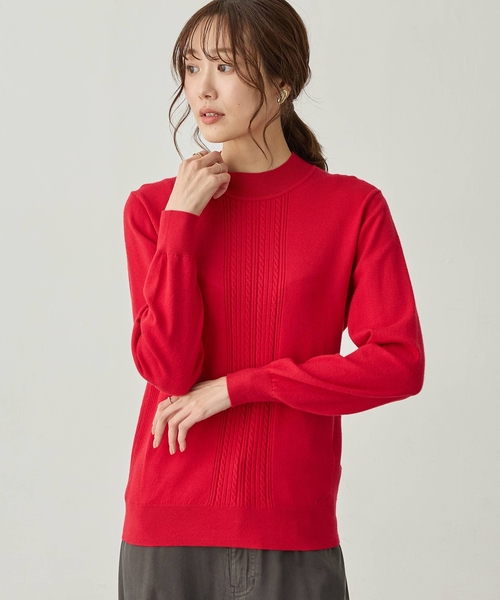 Petit Honfleur(プチオンフルール)の「【イージーケア】ハイネックニットプルオーバー【静電気防止・洗濯機OK・6色展開】(ニット/セーター・レディース・チャコールグレー/ブラック/アイボリー/グリーン/レッド/ネイビー・M/L)」の19枚目の写真