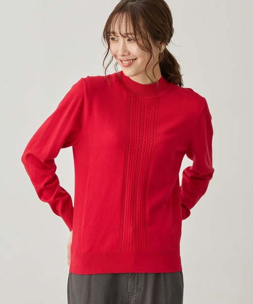 Petit Honfleur(プチオンフルール)の「【イージーケア】ハイネックニットプルオーバー【静電気防止・洗濯機OK・6色展開】(ニット/セーター・レディース・チャコールグレー/ブラック/アイボリー/グリーン/レッド/ネイビー・M/L)」の20枚目の写真