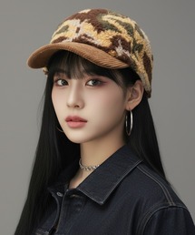 BARELY BLUE（ベアリーブルー）の「【 BARELY BLUE / ベアリーブルー 】 カモフラ ボア キャップ（キャップ）」