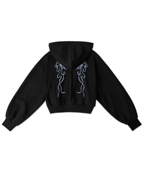 MILLION DAY（ミリオンデイ）の「MILLION RIBBON Crop Hoodie（パーカー・レディース・グレー/ホワイト・FREE）」の2枚目の写真