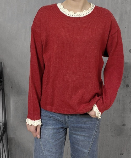 Miniministore(ミニミニストア)の「配色ニットプルオーバーラウンドネック秋服(ニット/セーター・レディース・グレー/ブラック/イエロー/ワインレッド/ライトグレー・FREE)」の13枚目の写真