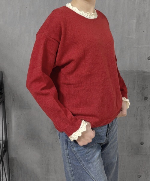 Miniministore(ミニミニストア)の「配色ニットプルオーバーラウンドネック秋服(ニット/セーター・レディース・グレー/ブラック/イエロー/ワインレッド/ライトグレー・FREE)」の14枚目の写真