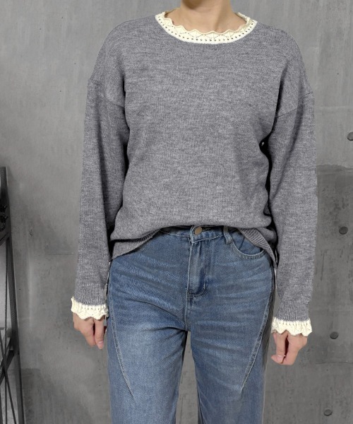 Miniministore(ミニミニストア)の「配色ニットプルオーバーラウンドネック秋服(ニット/セーター・レディース・グレー/ブラック/イエロー/ワインレッド/ライトグレー・FREE)」の18枚目の写真
