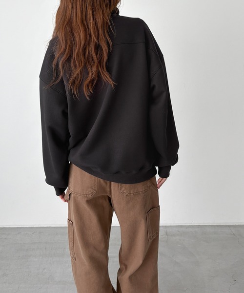 CANAL JEAN（キャナルジーン）の「Lakey Park　HハーフZIPトレーナー 裏毛（スウェット・レディース・グレー/チャコールグレー・ONE SIZE）」の4枚目の写真
