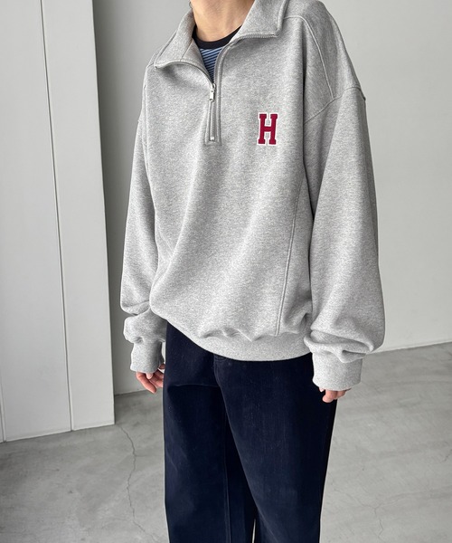 CANAL JEAN（キャナルジーン）の「Lakey Park　HハーフZIPトレーナー 裏毛（スウェット・レディース・グレー/チャコールグレー・ONE SIZE）」の6枚目の写真