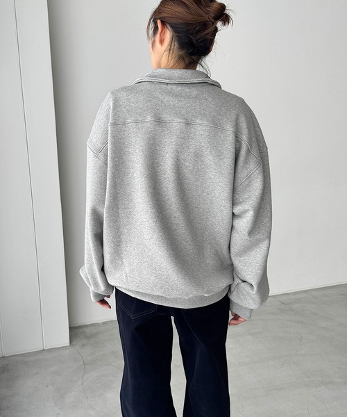 CANAL JEAN（キャナルジーン）の「Lakey Park　HハーフZIPトレーナー 裏毛（スウェット・レディース・グレー/チャコールグレー・ONE SIZE）」の7枚目の写真