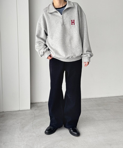 CANAL JEAN（キャナルジーン）の「Lakey Park　HハーフZIPトレーナー 裏毛（スウェット・レディース・グレー/チャコールグレー・ONE SIZE）」の8枚目の写真