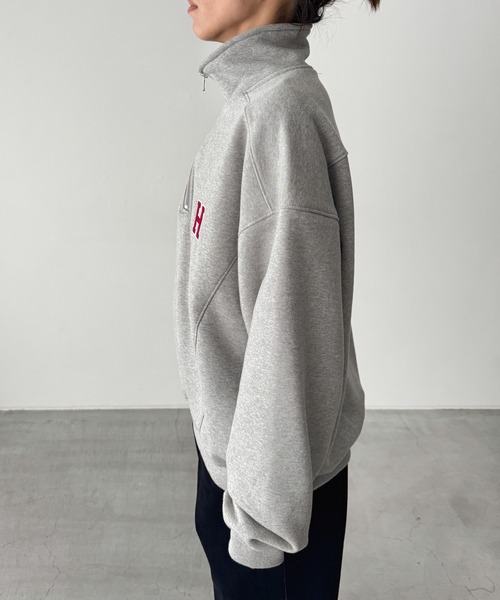 CANAL JEAN（キャナルジーン）の「Lakey Park　HハーフZIPトレーナー 裏毛（スウェット・レディース・グレー/チャコールグレー・ONE SIZE）」の10枚目の写真